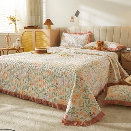 91家纺网 家纺一手货源 找家纺 （总）恋尚 2023新款蜜桃棉印花夹棉床盖三件套