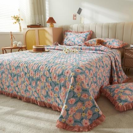 91家纺网 家纺一手货源 找家纺 （总）恋尚 2023新款蜜桃棉印花夹棉床盖三件套