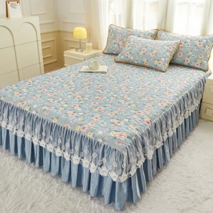 91家纺网 家纺一手货源 找家纺 （总）恋尚 2024新款加厚夹棉床裙款0.5乳胶凉席三件套