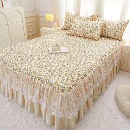 91家纺网 家纺一手货源 找家纺 （总）恋尚 2024新款加厚夹棉床裙款0.5乳胶凉席三件套