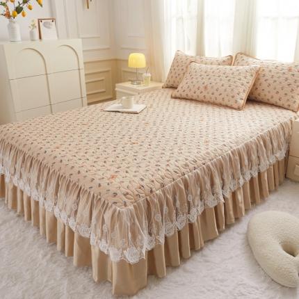 91家纺网 家纺一手货源 找家纺 恋尚 2023新款加厚夹棉床裙款0.5乳胶凉席三件套 甜甜樱桃