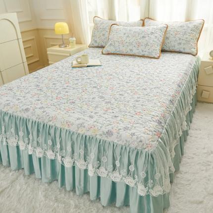 91家纺网 家纺一手货源 找家纺 （总）恋尚 2024新款加厚夹棉床裙款0.5乳胶凉席三件套