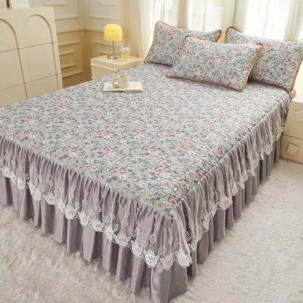 91家纺网 家纺一手货源 找家纺 恋尚 2023新款加厚夹棉床裙款0.5乳胶凉席三件套 樱花小姐