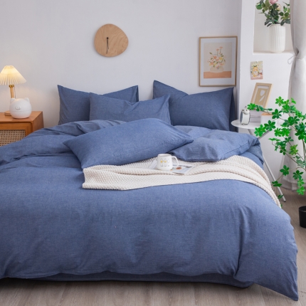 91家纺网 家纺一手货源 找家纺 （总）千姿梦 全棉色织水洗无印学生三件套纯棉单品床单被套床笠良品四件套