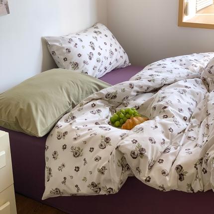 91家纺网 家纺一手货源 找家纺 六巷胡同 2023新款ins韩国博主风小碎花混搭四件套 厄尔多瓜玫瑰