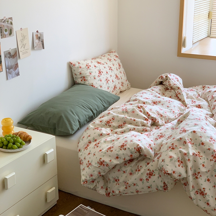 91家纺网 家纺一手货源 找家纺 六巷胡同 2023新款ins韩国博主风小碎花混搭四件套 苍岭野莉