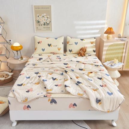 91家纺网 家纺一手货源 找家纺 推推 2025新款 凉感丝夏被 爱心园