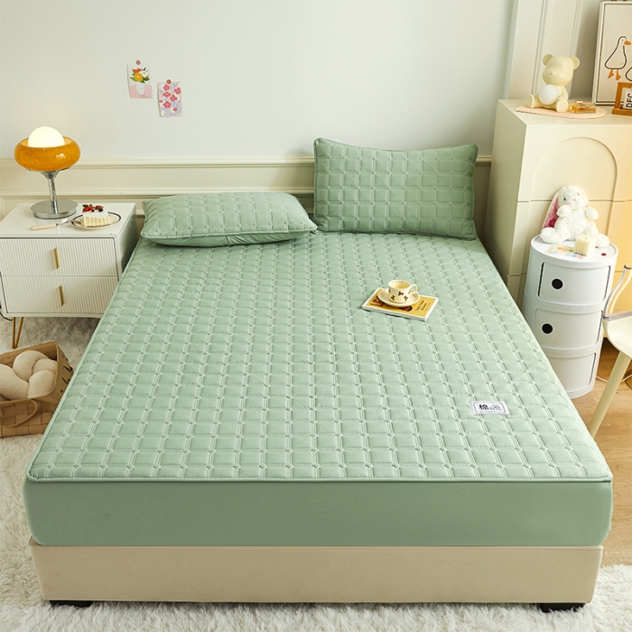 91家纺网 家纺一手货源 找家纺 （总）给笠 2024新款全棉方格大豆夹棉床笠