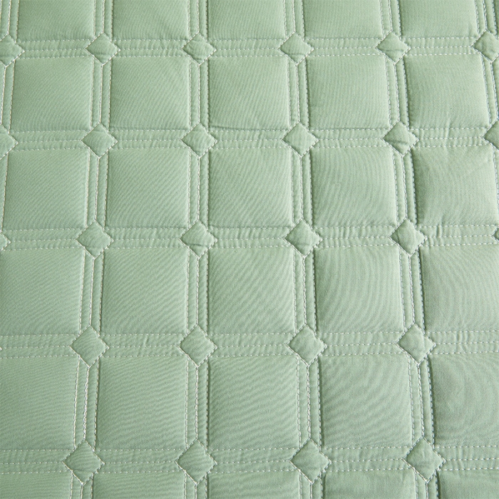 91家纺网 家纺一手货源 找家纺 给笠 2024新款全棉方格大豆夹棉床笠 全棉方格-薄荷绿