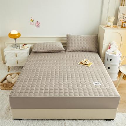 给笠 2024新款全棉方格大豆夹棉床笠 全棉方格-雅灰