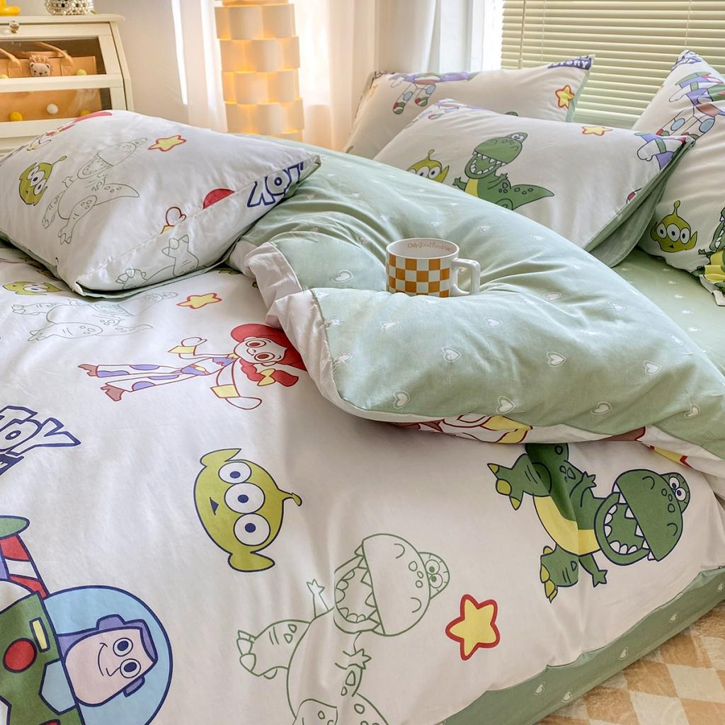 91家纺网 家纺一手货源 找家纺 柠馨 2023新款13376复古系列全棉四件套（硬包）玩具总动员