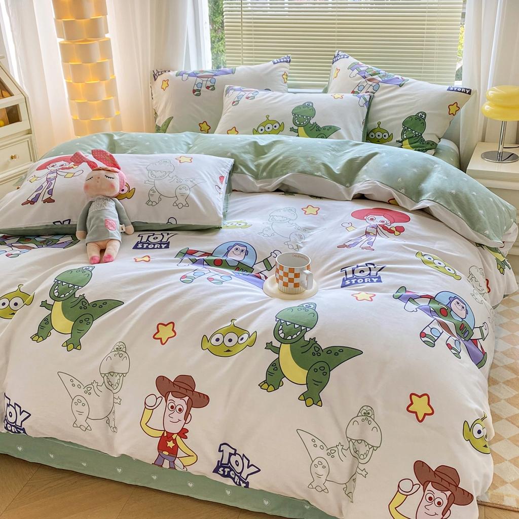 91家纺网 家纺一手货源 找家纺 柠馨 2023新款13376复古系列全棉四件套（硬包）玩具总动员