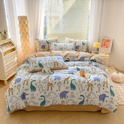 柠馨 2023新款13376复古系列全棉四件套（硬包）动物派对