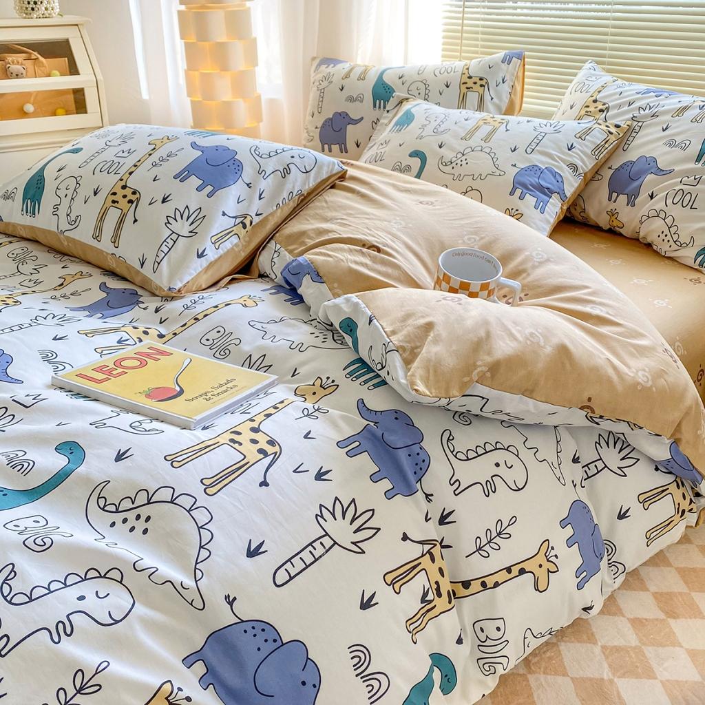 91家纺网 家纺一手货源 找家纺 柠馨 2023新款13376复古系列全棉四件套（硬包）动物派对