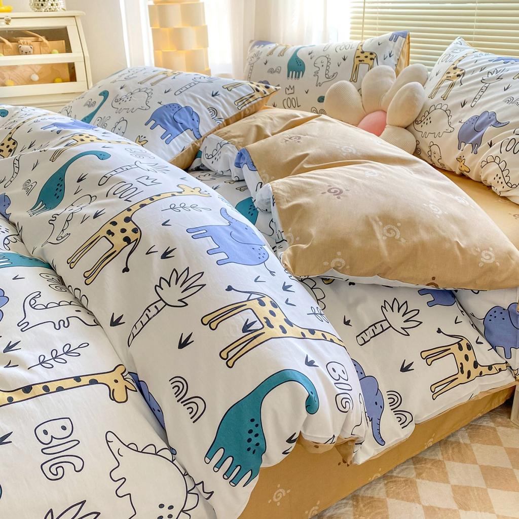 91家纺网 家纺一手货源 找家纺 柠馨 2023新款13376复古系列全棉四件套（硬包）动物派对