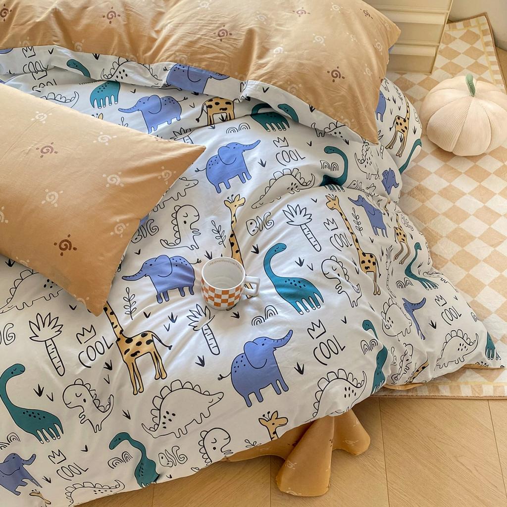 91家纺网 家纺一手货源 找家纺 柠馨 2023新款13376复古系列全棉四件套（硬包）动物派对