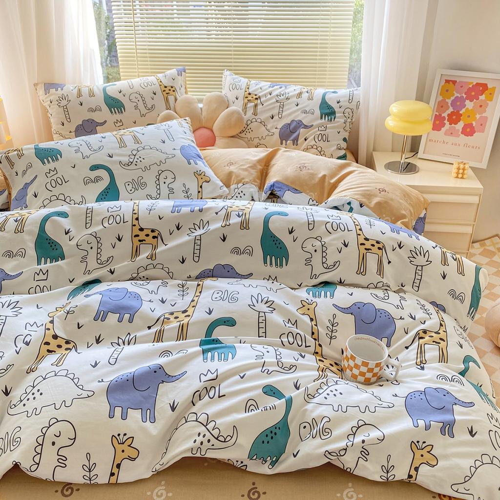 91家纺网 家纺一手货源 找家纺 柠馨 2023新款13376复古系列全棉四件套（硬包）动物派对