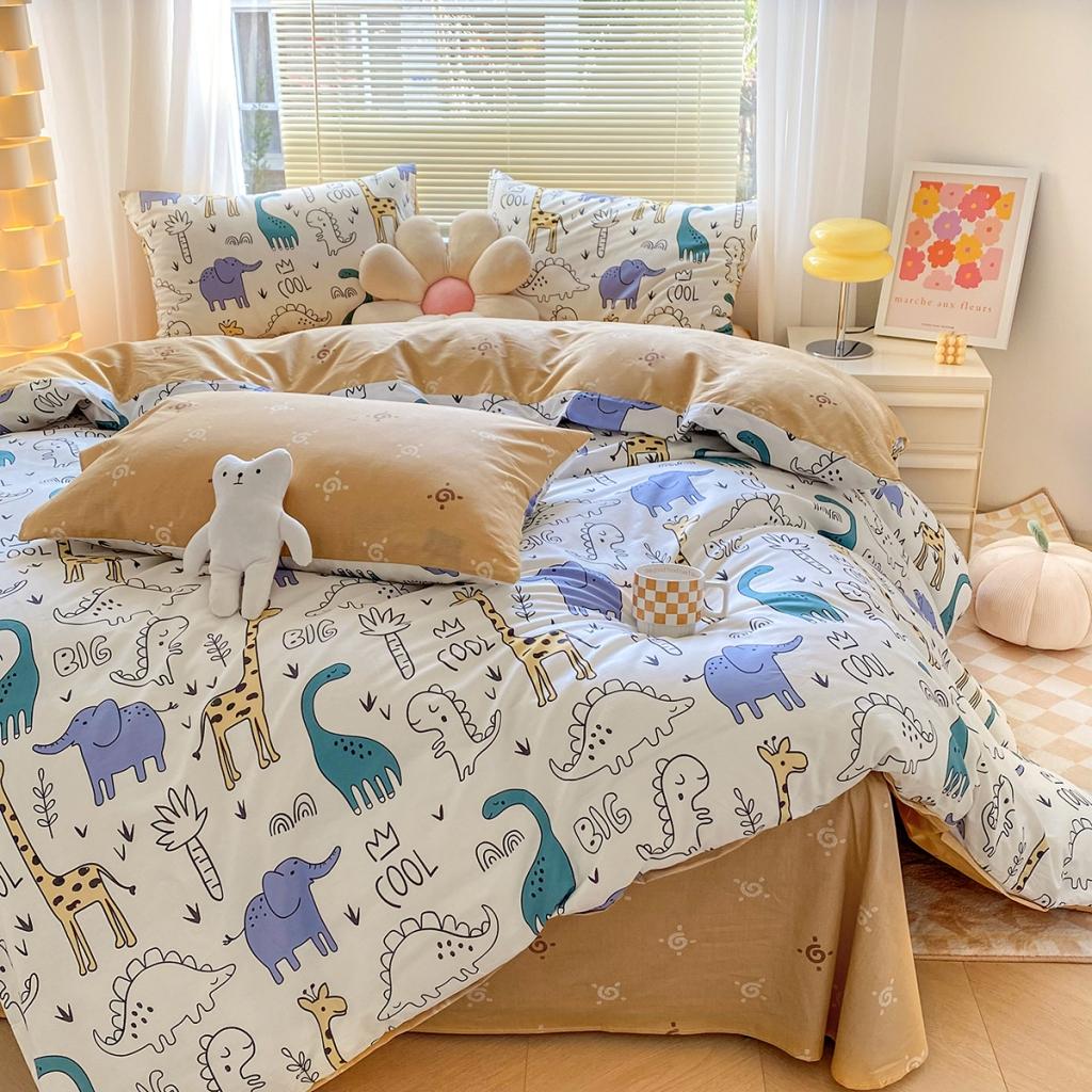 91家纺网 家纺一手货源 找家纺 柠馨 2023新款13376复古系列全棉四件套（硬包）动物派对