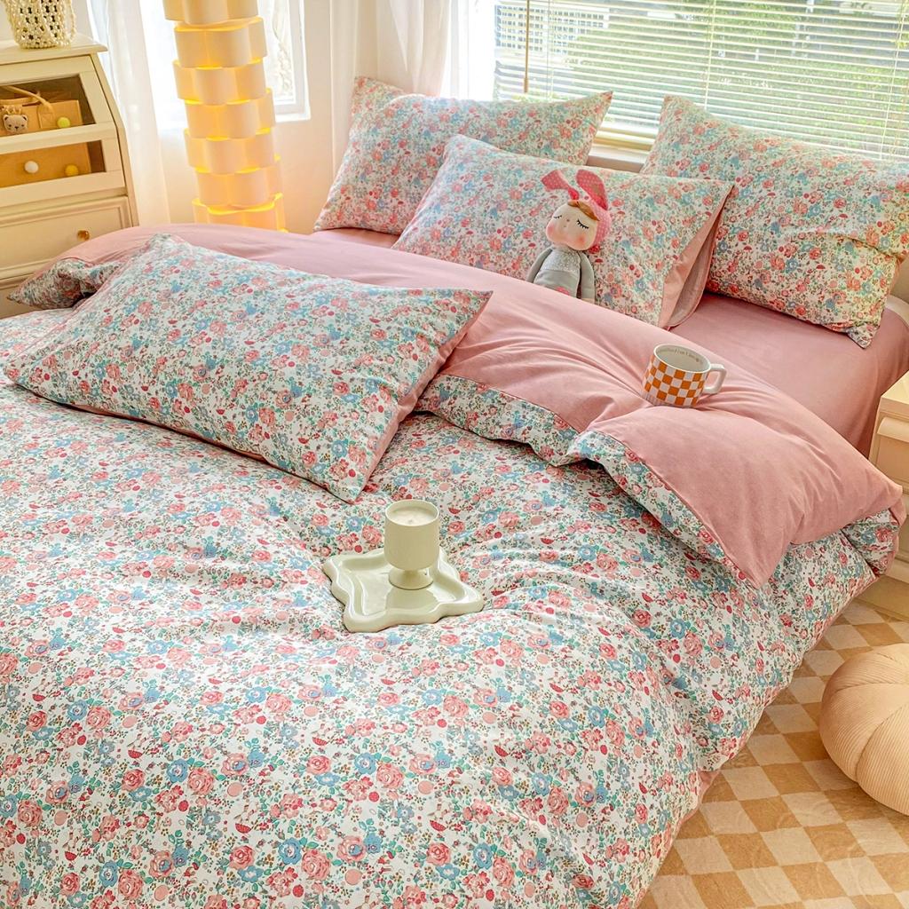 91家纺网 家纺一手货源 找家纺 柠馨 2023新款13376复古系列全棉四件套（硬包）花花世界