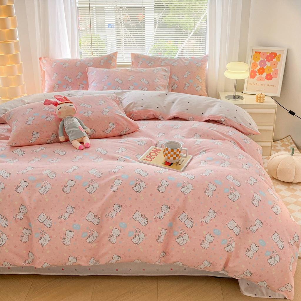 91家纺网 家纺一手货源 找家纺 柠馨 2023新款13376复古系列全棉四件套（硬包）微笑咪咪