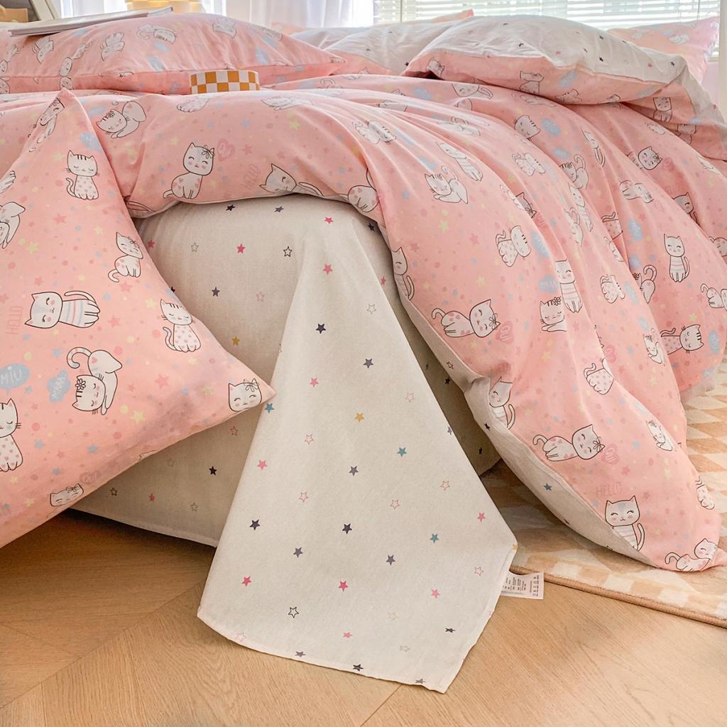 91家纺网 家纺一手货源 找家纺 柠馨 2023新款13376复古系列全棉四件套（硬包）微笑咪咪