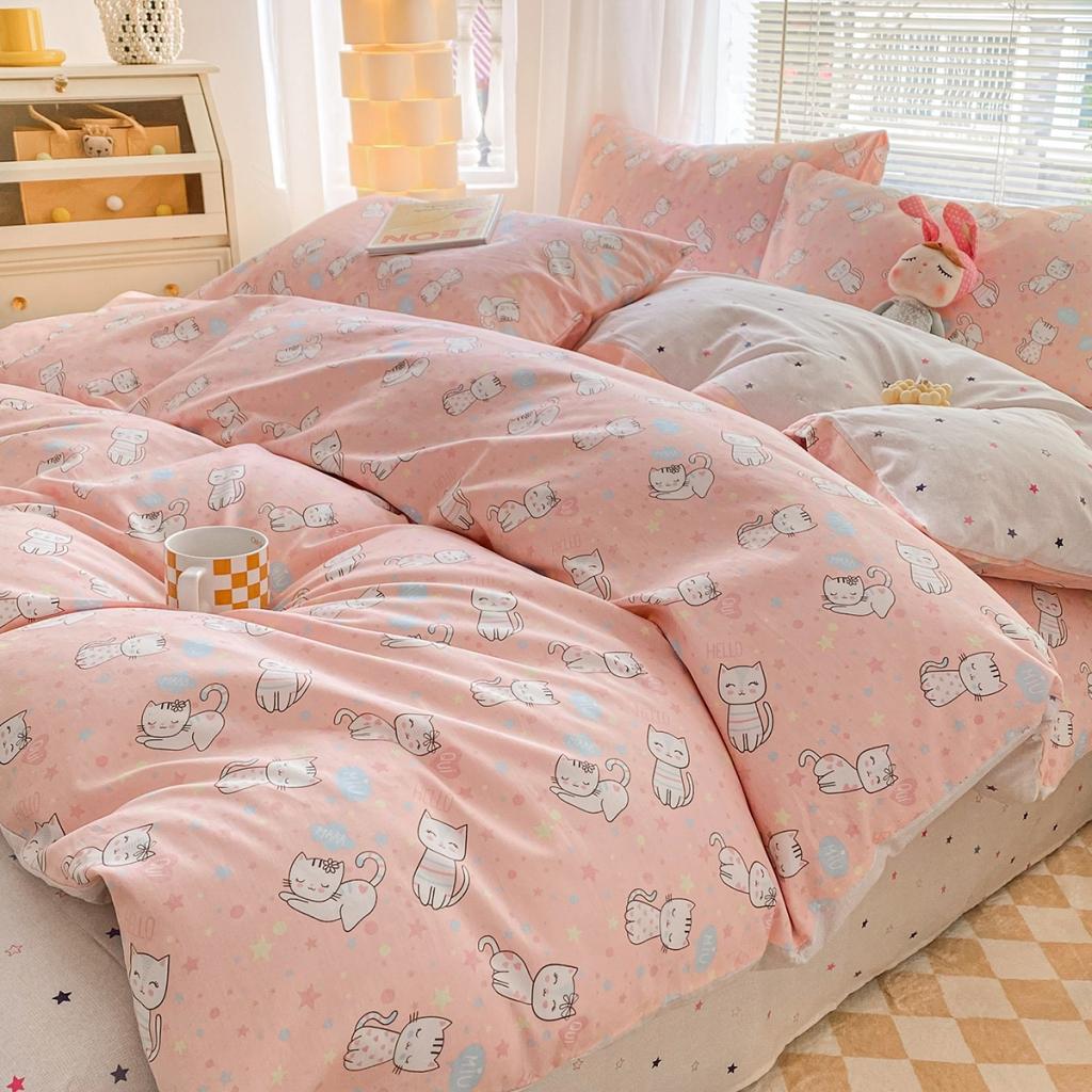 91家纺网 家纺一手货源 找家纺 柠馨 2023新款13376复古系列全棉四件套（硬包）微笑咪咪