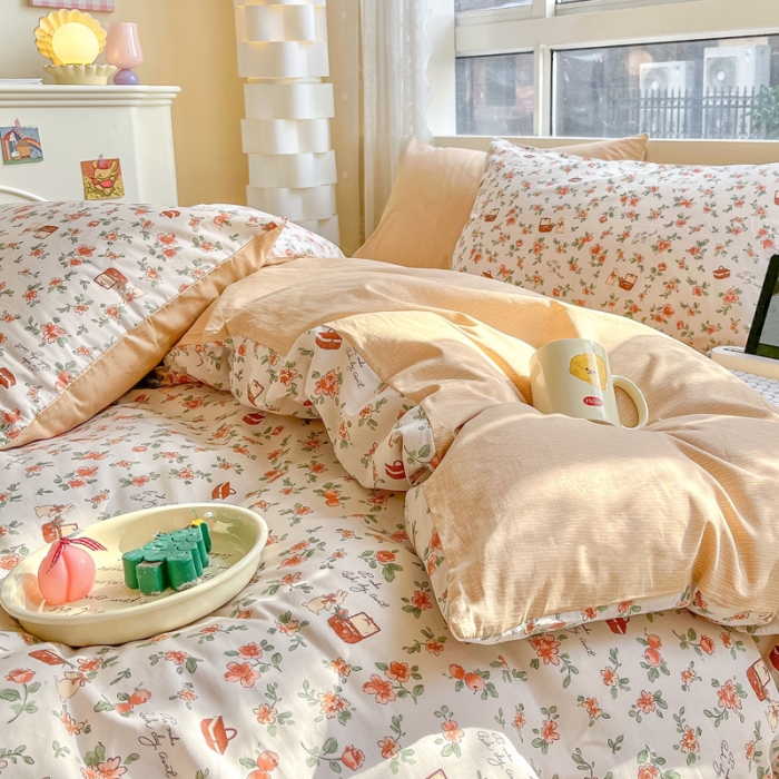 91家纺网 家纺一手货源 找家纺 柠馨 2023新款13376复古系列全棉四件套（硬包）田园兔