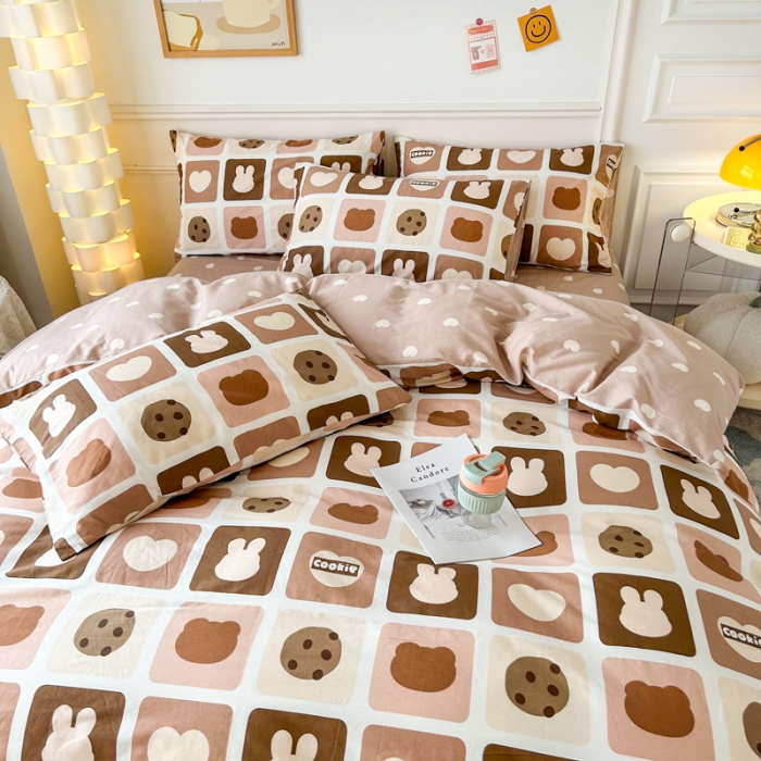 91家纺网 家纺一手货源 找家纺 柠馨 2023新款13376复古系列全棉四件套（硬包）爱心饼干