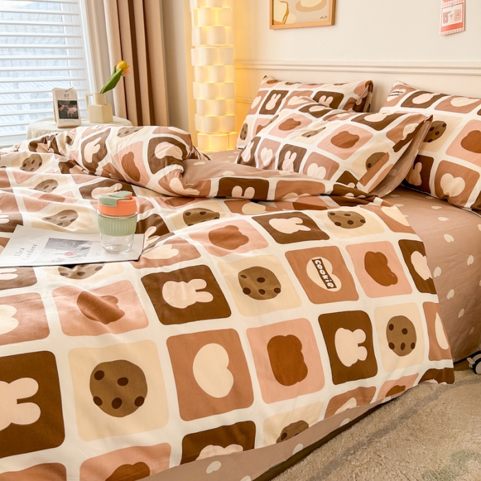 91家纺网 家纺一手货源 找家纺 柠馨 2023新款13376复古系列全棉四件套（硬包）爱心饼干