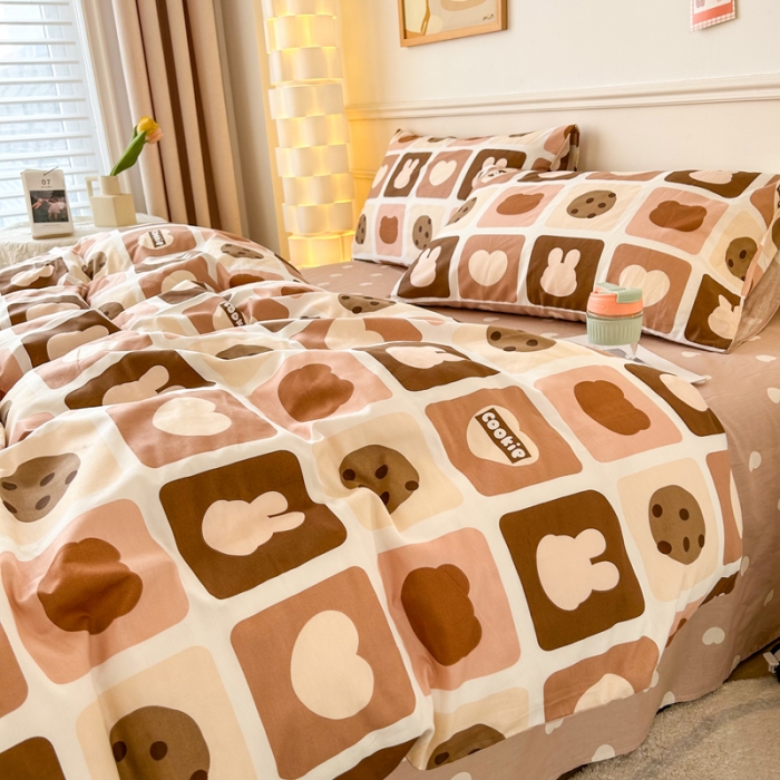 91家纺网 家纺一手货源 找家纺 柠馨 2023新款13376复古系列全棉四件套（硬包）爱心饼干