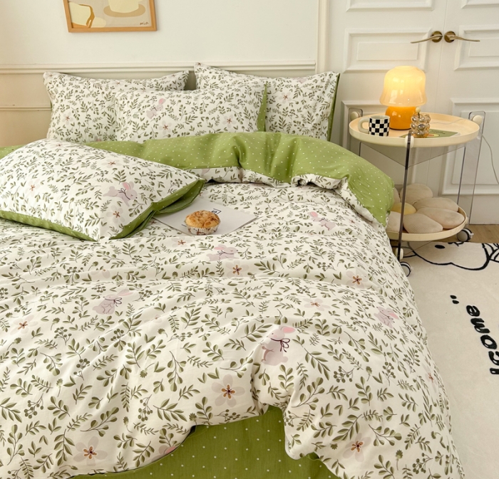 91家纺网 家纺一手货源 找家纺 柠馨 2023新款13376复古系列全棉四件套（硬包）花丛兔
