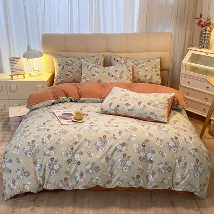 妖妖家纺2023新款水洗棉麻四件套 花团锦簇