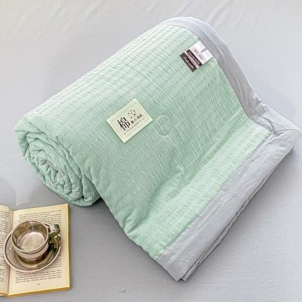 鸣升 新款全棉泡泡纱夏被四件套 床单床笠款 浅水蓝