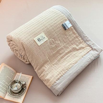 91家纺网 家纺一手货源 找家纺 鸣升 新款全棉泡泡纱夏被四件套 床单床笠款 香槟色