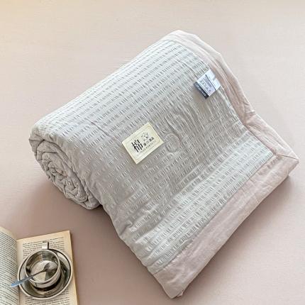 鸣升 新款全棉泡泡纱夏被四件套 床单床笠款 气质灰