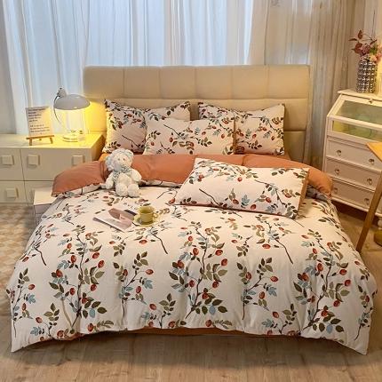 妖妖家纺2023新款水洗棉麻四件套 满园春色