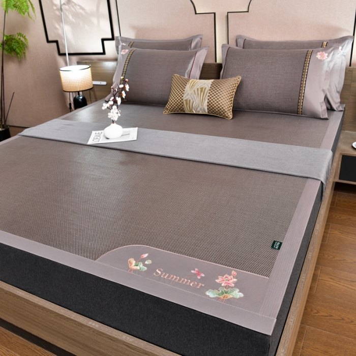 91家纺网 家纺一手货源 找家纺 简一2024新款荷塘月色系列冰藤双面席凉席冰藤席 荷塘月色-冰藤黑咖