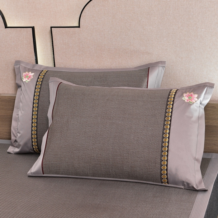 91家纺网 家纺一手货源 找家纺 简一2024新款荷塘月色系列冰藤双面席凉席冰藤席 荷塘月色-冰藤黑咖