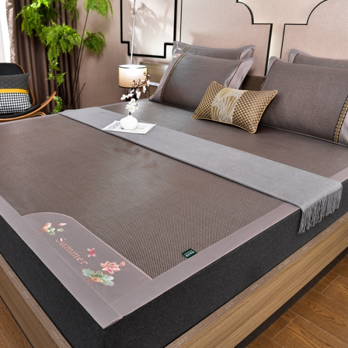 91家纺网 家纺一手货源 找家纺 简一2024新款荷塘月色系列冰藤双面席凉席冰藤席 荷塘月色-冰藤黑咖