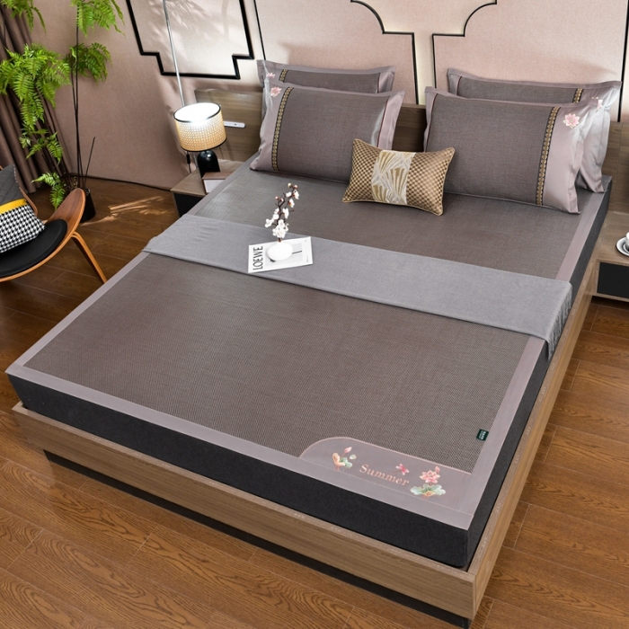 91家纺网 家纺一手货源 找家纺 简一2024新款荷塘月色系列冰藤双面席凉席冰藤席 荷塘月色-冰藤黑咖