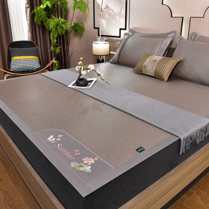 91家纺网 家纺一手货源 找家纺 简一2024新款荷塘月色系列冰藤双面席凉席冰藤席 荷塘月色-冰藤卡奇