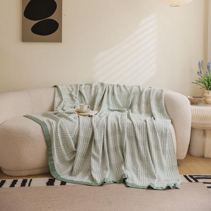 91家纺网 家纺一手货源 找家纺 雯雨家纺 2023新款竹纤维毛巾被 百灵鸟-绿色