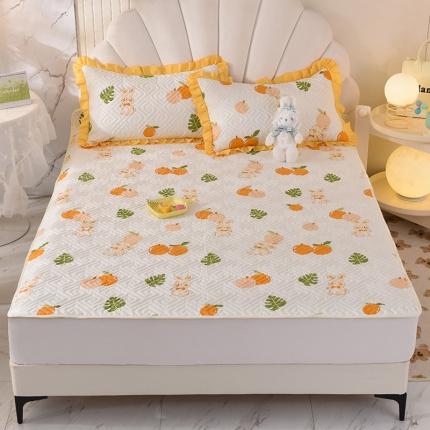 91家纺网 家纺一手货源 找家纺 美达家纺 新款全棉夹棉防滑可机洗床盖床垫全棉床垫直边软席款甜橙小兔