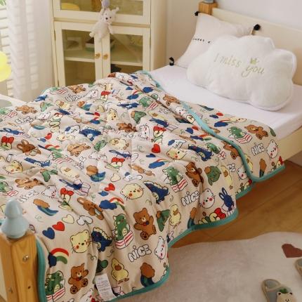 91家纺网 家纺一手货源 找家纺 23新款儿童卡通凉感丝夏被婴儿空调被幼儿园夏凉被夏季薄款被子 动物世界