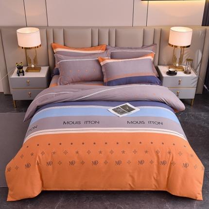 91家纺网 家纺一手货源 找家纺 橘姿 2023升级喷气全棉磨毛四件套纯棉四件套加厚直播 圣托里尼桔