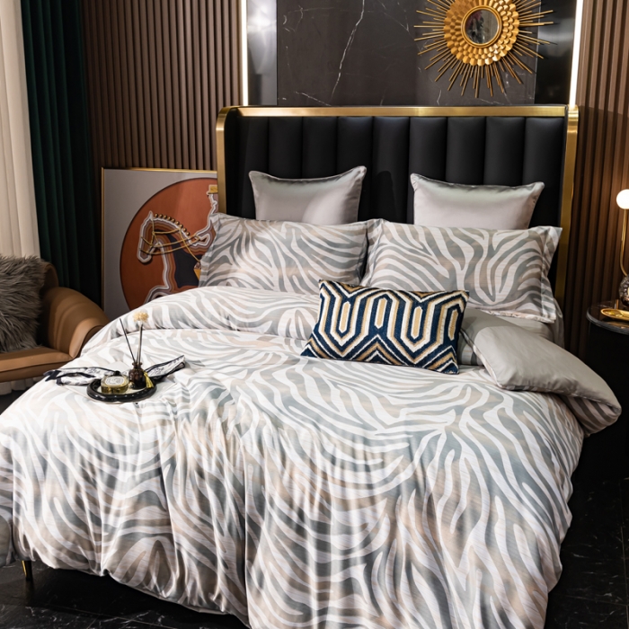 91家纺网 家纺一手货源 找家纺 氧家2025新款水洗天丝轻奢风印花四件套 潮流风尚