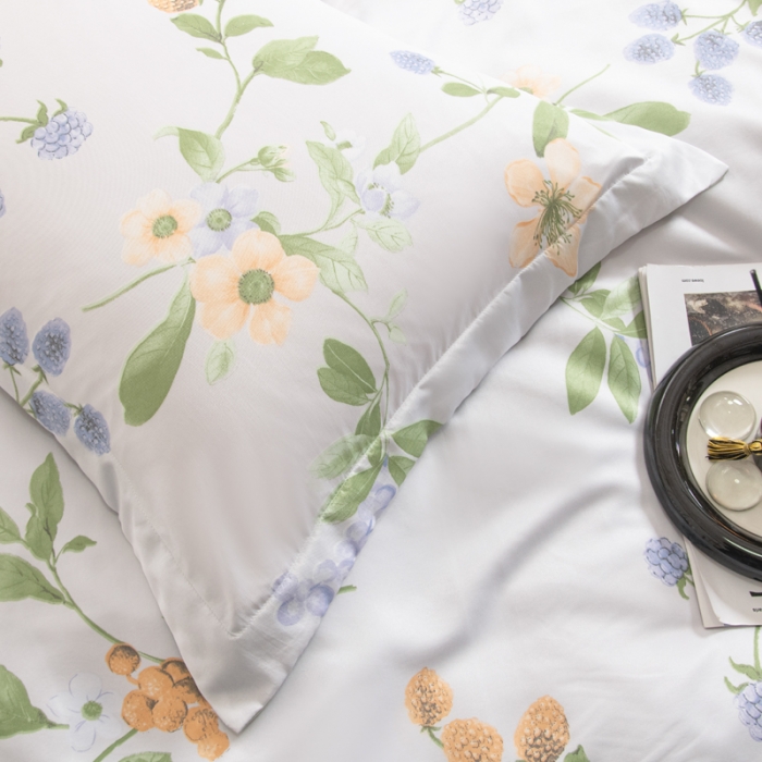 91家纺网 家纺一手货源 找家纺 氧家2025新款水洗天丝轻奢风印花四件套 丛林花影