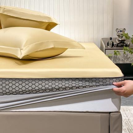 91家纺网 家纺一手货源 找家纺 A类透气50支贡缎高支床笠三件套单件纯棉床罩床垫防滑保护罩 路易斯-郁兰