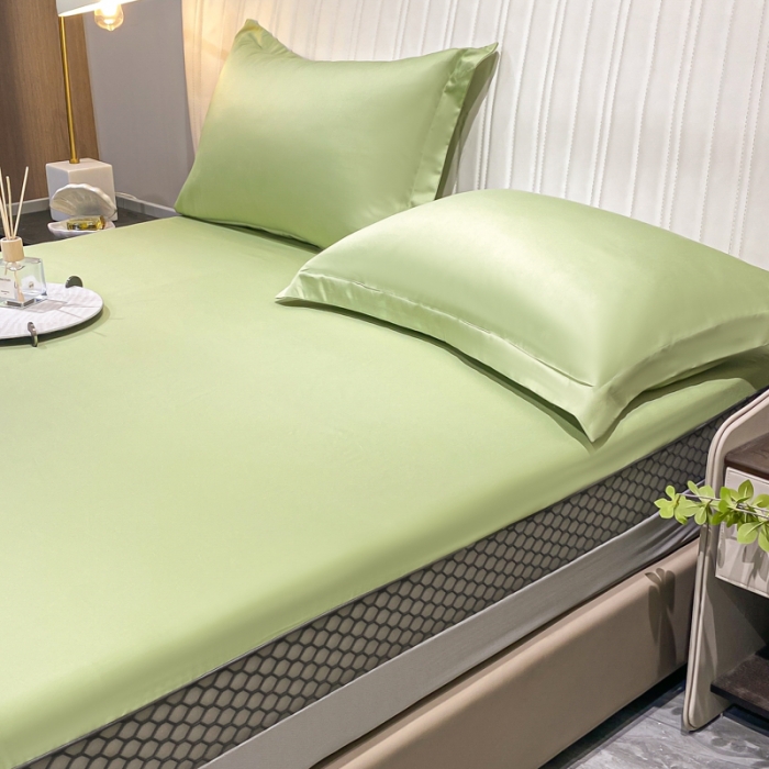 91家纺网 家纺一手货源 找家纺 A类透气50支贡缎高支床笠三件套单件纯棉床罩床垫防滑保护罩 路易斯-艾绿