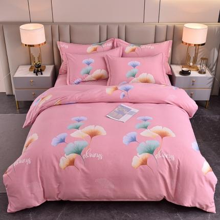 91家纺网 家纺一手货源 找家纺 橘姿 2023升级喷气全棉磨毛四件套纯棉四件套加厚直播 杏花微雨